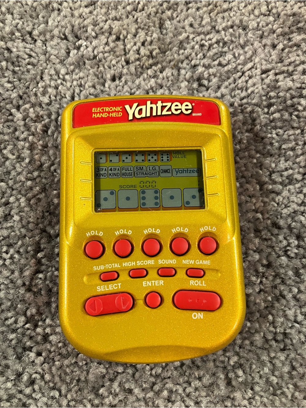 Vintage Yahtzee Hasbro 2002 Electronic Handheld Game Gold Edition Tested
